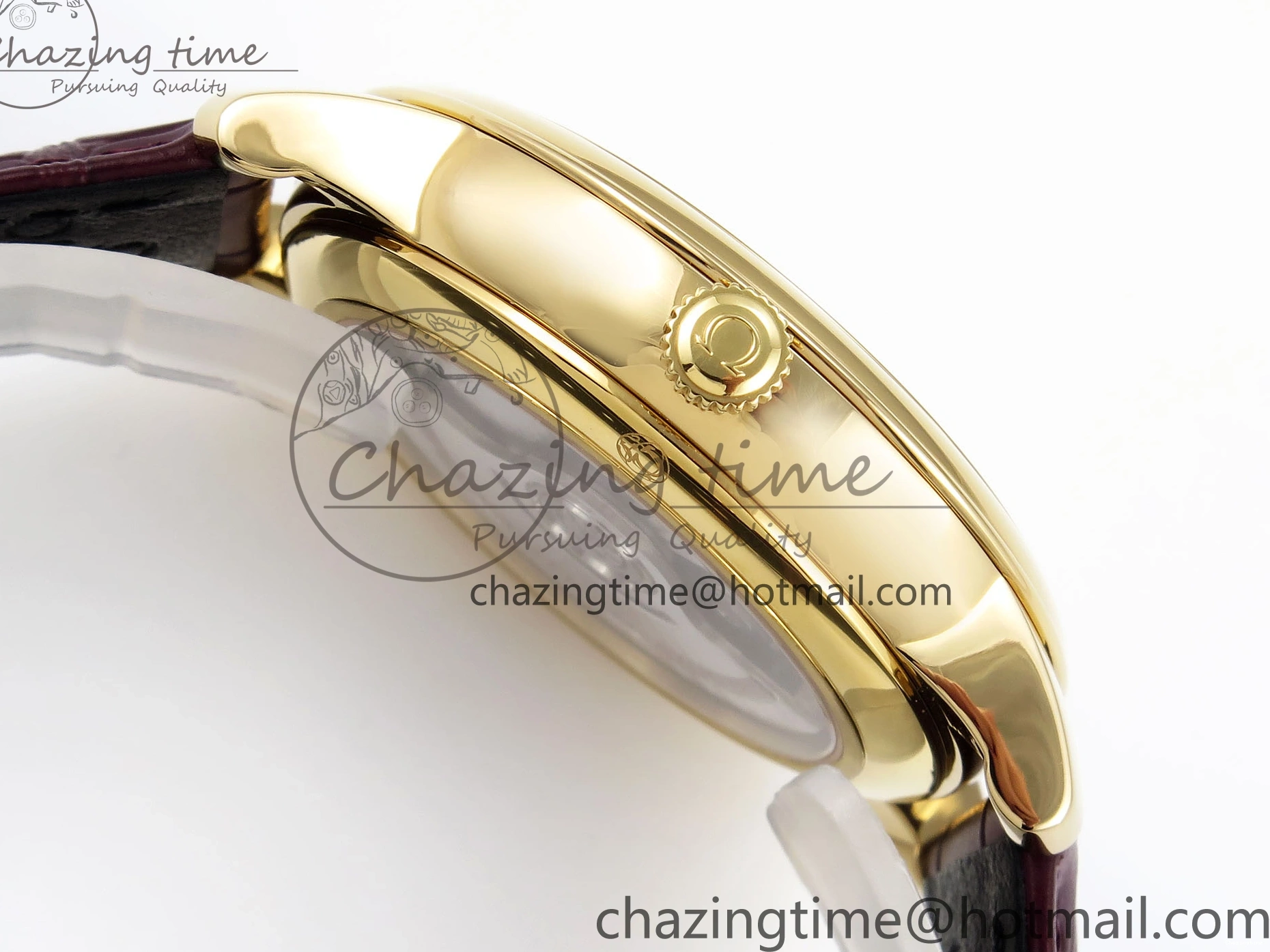 0202 De Ville Date YG MKF 1:1 Best Edition White Textured Dial Roman Marker on Brown Leather Strap A Refined 7756